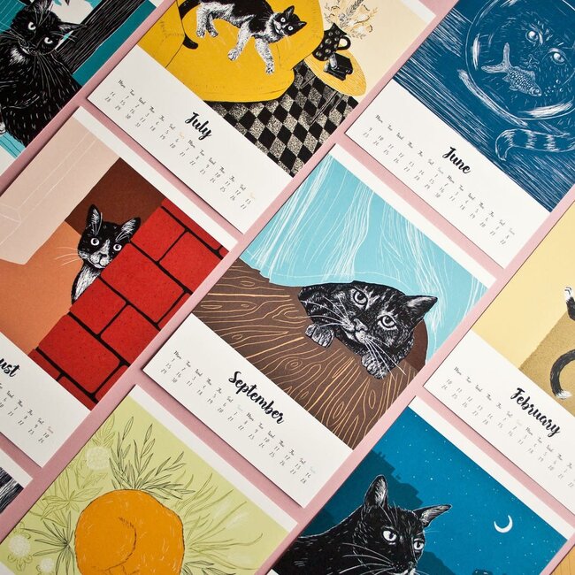 Katja Rub - Cat Calendar 2025, A5 format, English