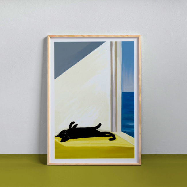 Niaski - Cat bathing by the Sea, Art Print A4