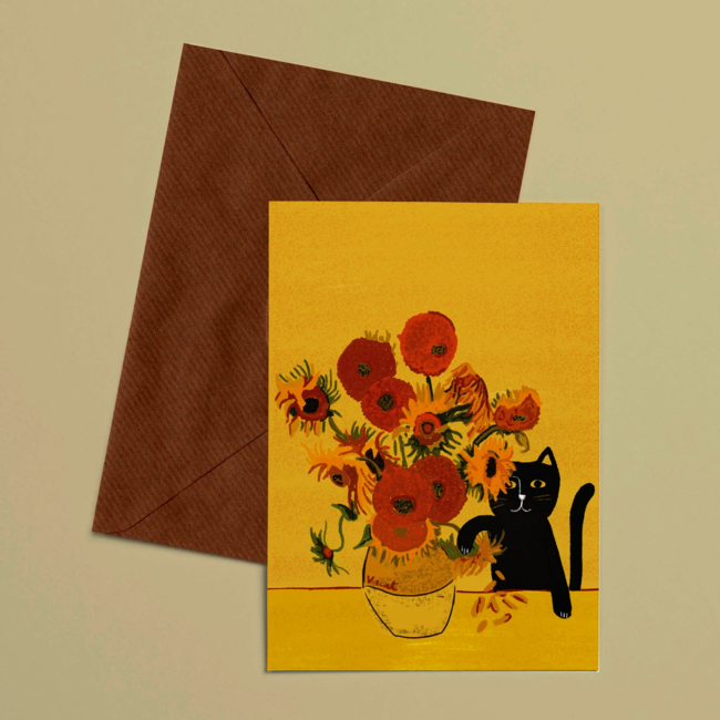 Niaski - Vincat van Gogh Sunflowers, Double Card with Envelope