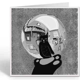 Niaski Niaski - Paw with Reflecting Sphere, Dubbele Kaart met Enveloppe