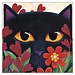 Vicky Mount - Black Cat 'n' Flowers, Double Card with Envelope