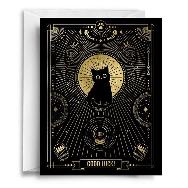 Compoco Good Luck Black Cat, Dubbele Kaart met Enveloppe