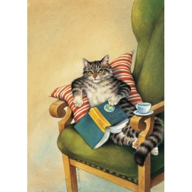 Reinhard Michl - Lesekatze, Postcard 14.8 x 10.5 cm