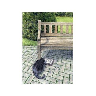 Katsuhisa Toda - Reading Cat, Postcard 14.8 x 10.5 cm