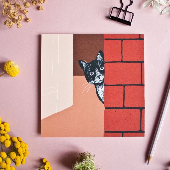 Katja Rub - Cat Brick, Postcard 14.8 x 14.8 cm