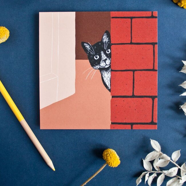 Katja Rub - Cat Brick, Postcard 14.8 x 14.8 cm