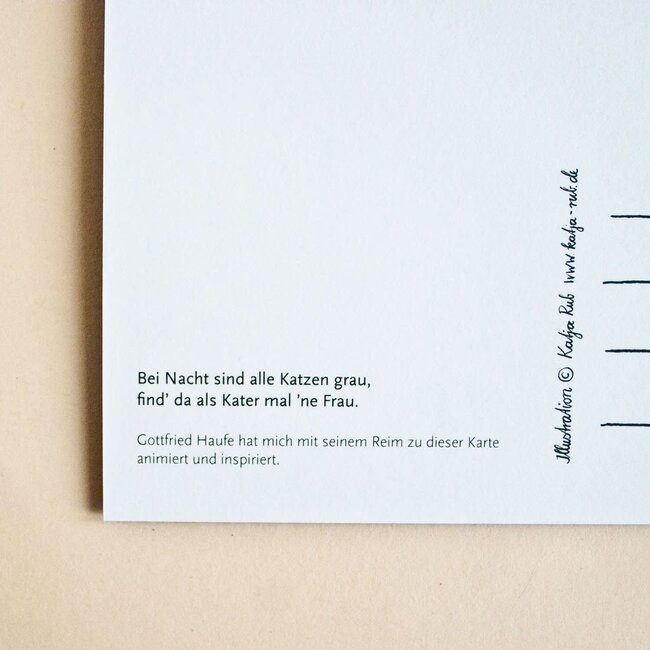 Katja Rub - Cat Blue with Rhyme, Postcard 14.8 x 14.8 cm