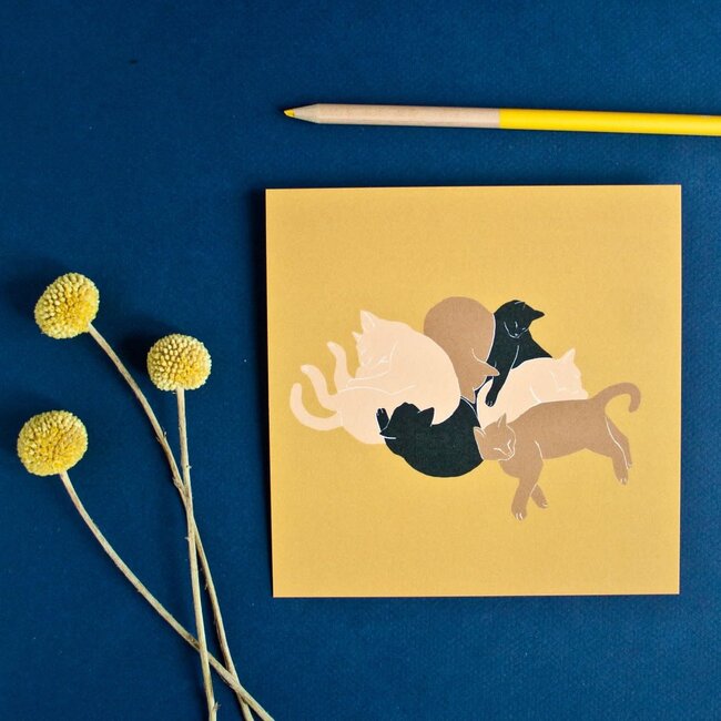 Katja Rub - Katten Geel, Ansichtkaart 14,8 x 14,8 cm