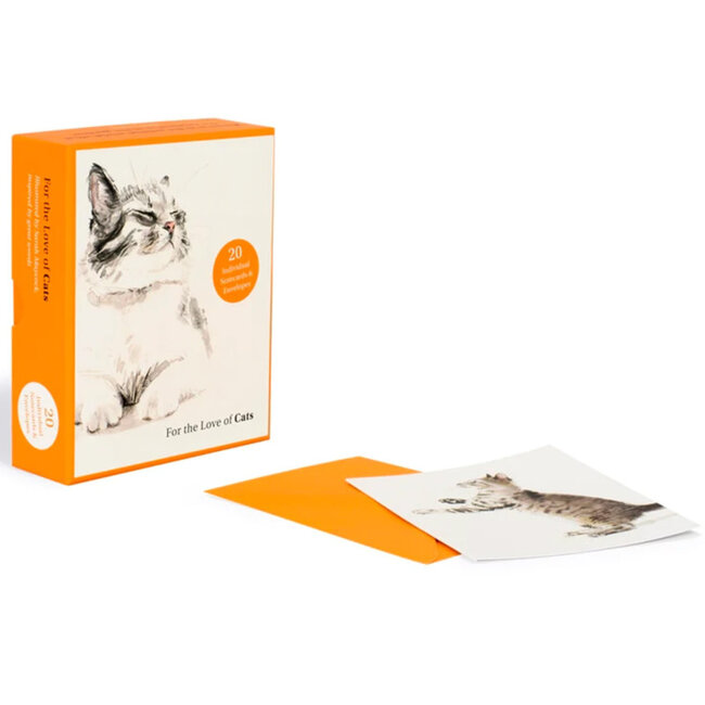 For the Love of Cats - 20 Individual Notecards with Envelopes
