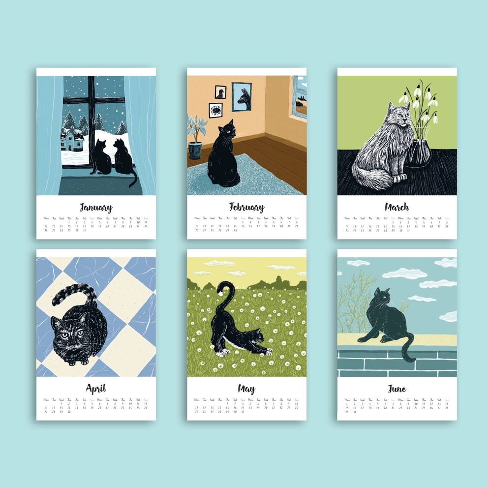 Edition Seidel Premium kalender coole katten 2026 formaat DIN A4