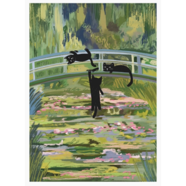 Niaski - Clawed Monet Cat Bridge, Art Print A4