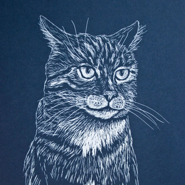 Katja Rub Katja Rub - Kattenkop Blauw, A4 Poster