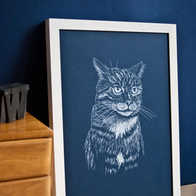 Katja Rub - Catface Blue, A4 Poster