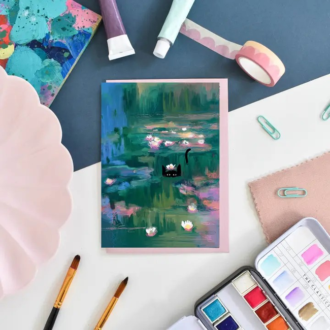 Niaski - Clawed Monet Water Lilies, Dubbele Kaart met Enveloppe