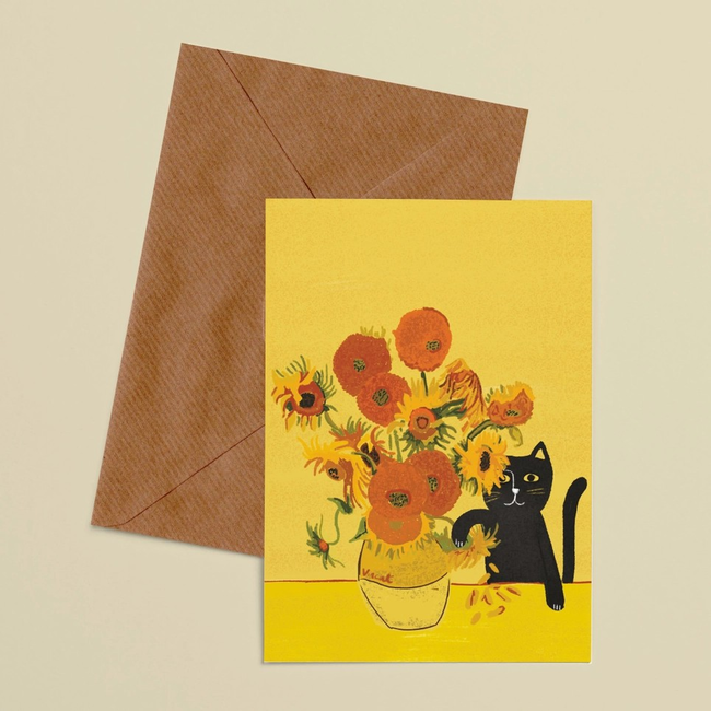 Niaski Niaski - Vincat van Gogh Sunflowers, Double Card with Envelope