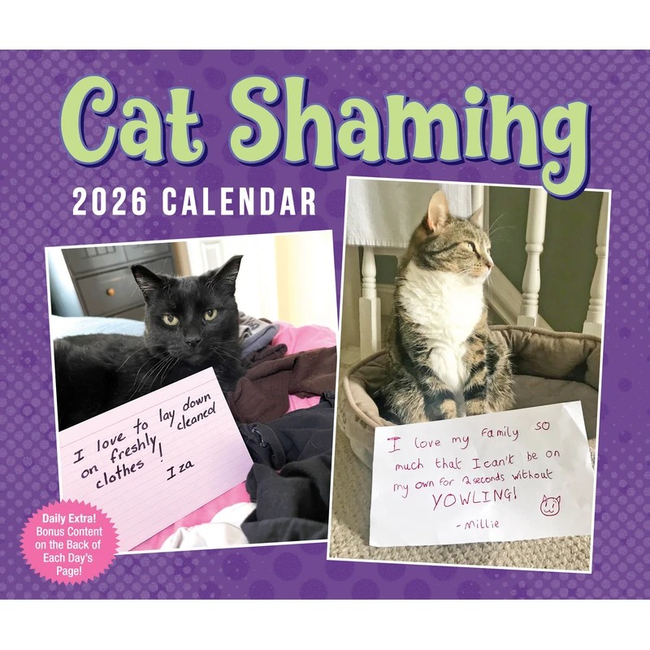 Cat Shaming Calendar  2026 - Day-to-Day Calendar