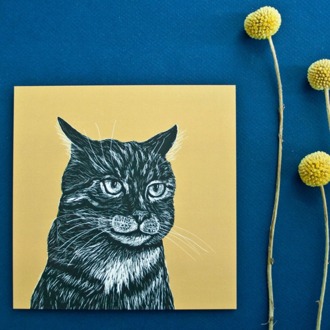 Katja Rub - Catface Yellow, Postcard 14.8 x 14.8 cm