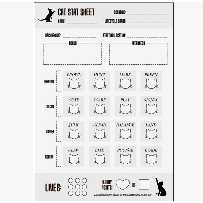 Be Like a Cat - A Solo/Two Player Roleplaying Game