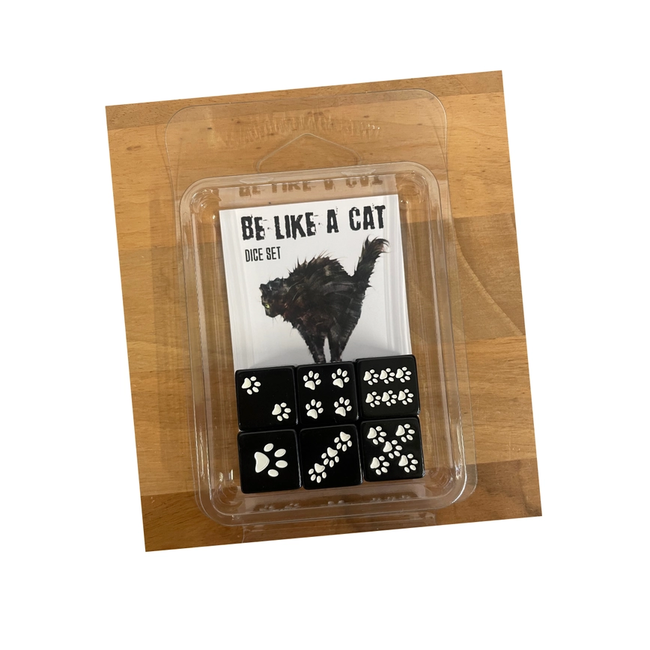 Be Like a Cat - Catpaw Dice, Set 6 pieces Black