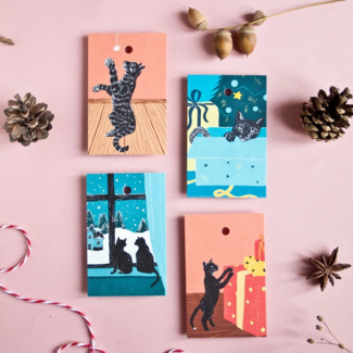 Katja Rub Katja Rub - Katten voor Kerstmis, Cadeau Label Set