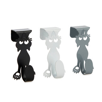 Balvi Balvi - Drawer Hooks Curious Cat, Black/White/Grey, Set of 3