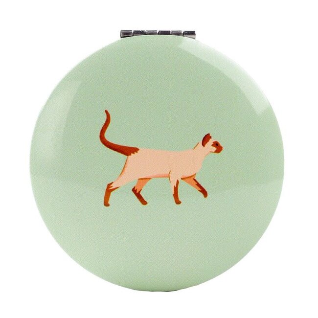 Feline Fine Cats - Compact Make Up Mirror, Green