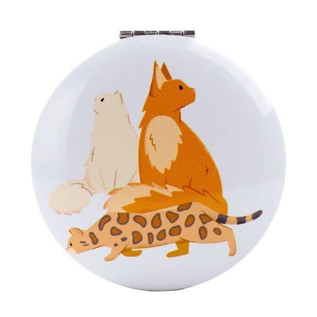 Feline Fine Cats - Compact Make Up Mirror, Green