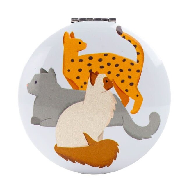 Feline Fine Cats - Compact Make Up Mirror, Peach