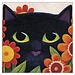 Vicky Mount - Black Cat 'n' Flowers 2, Dubbele Kaart met Enveloppe