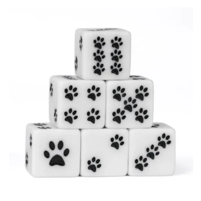 Critical Kit Ltd Be Like a Cat - Catpaw Dice, Set 6 pieces White