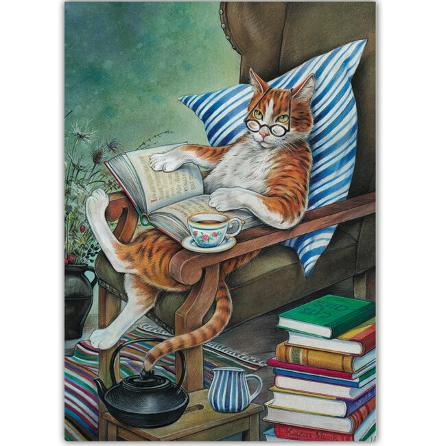 Reinhard Michl - Book Cat, Ansichtkaart 14,8 x 10,5 cm
