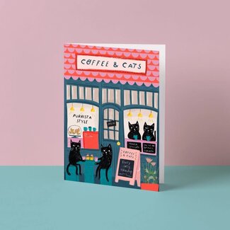 Niaski Niaski - Cat Art Café, Double Card with Envelope