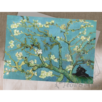 Meow & Muse - Black Cat and Almond Blossoms, Postcard 14.8 x 10.5 cm