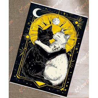 Meow & Muse - Black & White Be Happy, Postcard 14.8 x 10.5 cm