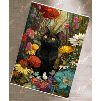 Meow & Muse - The Black Cat’s Garden, Postcard 14.8 x 10.5 cm