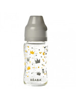 beaba Beaba Yellow/Grey Crown Fles glas/wide neck 240ml