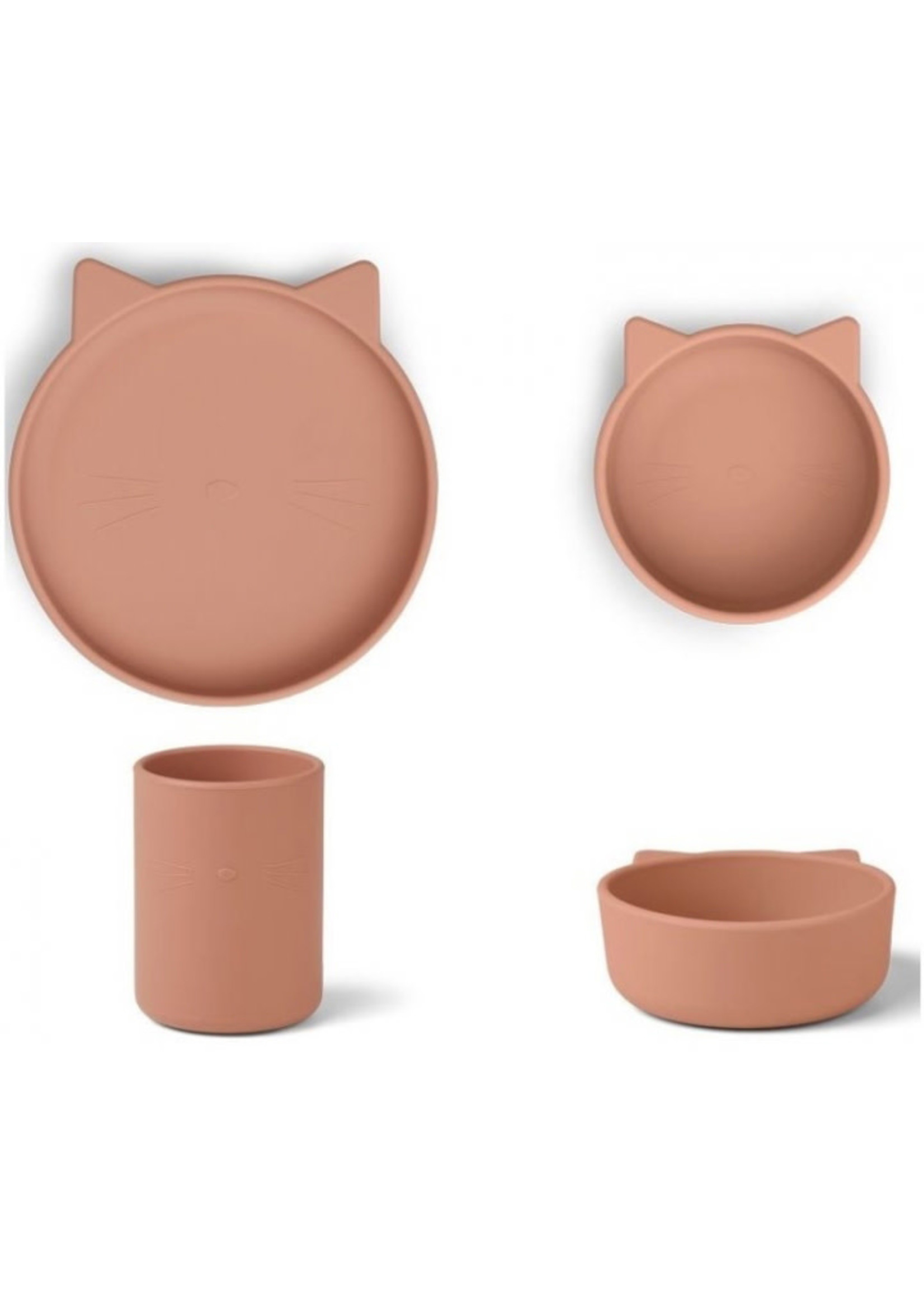 Liewood Liewood Cyrus Cat Dark Rose Silicone Junior Set