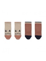 Liewood Liewood Silas Cotton Socks Cat/Stripe coral Blush (2-pack)