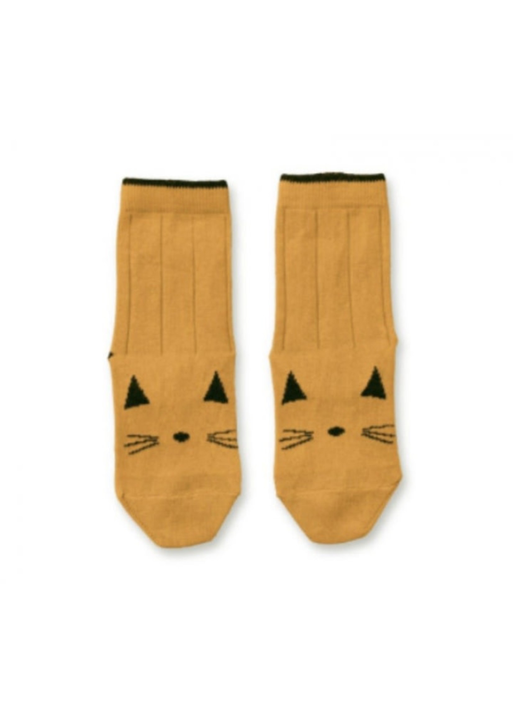 Liewood Liewood Silas Cotton Socks Cat Mustard (2-pack)