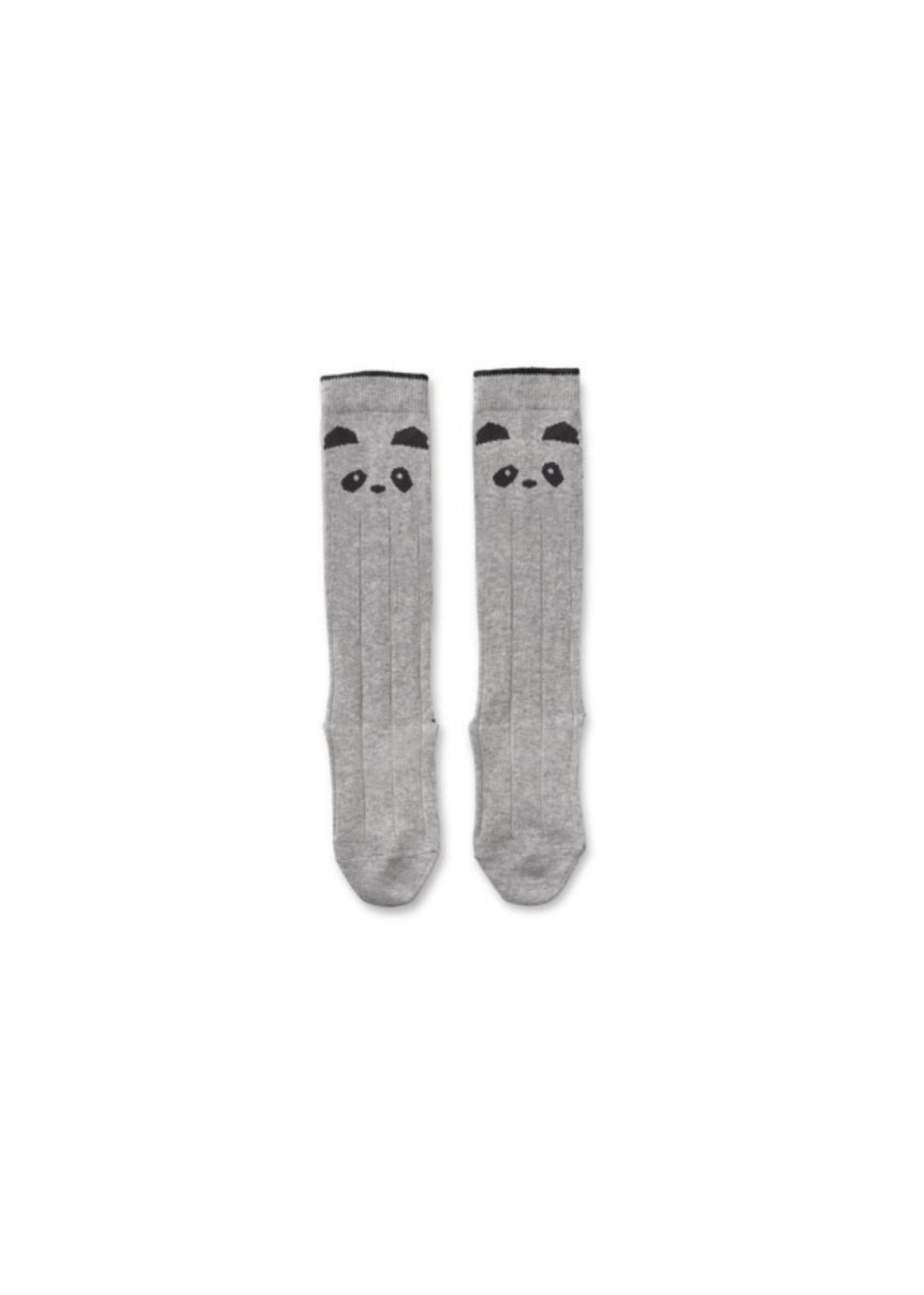 Liewood Liewood Sofia Cotton Knee Socks Panda Grey melange