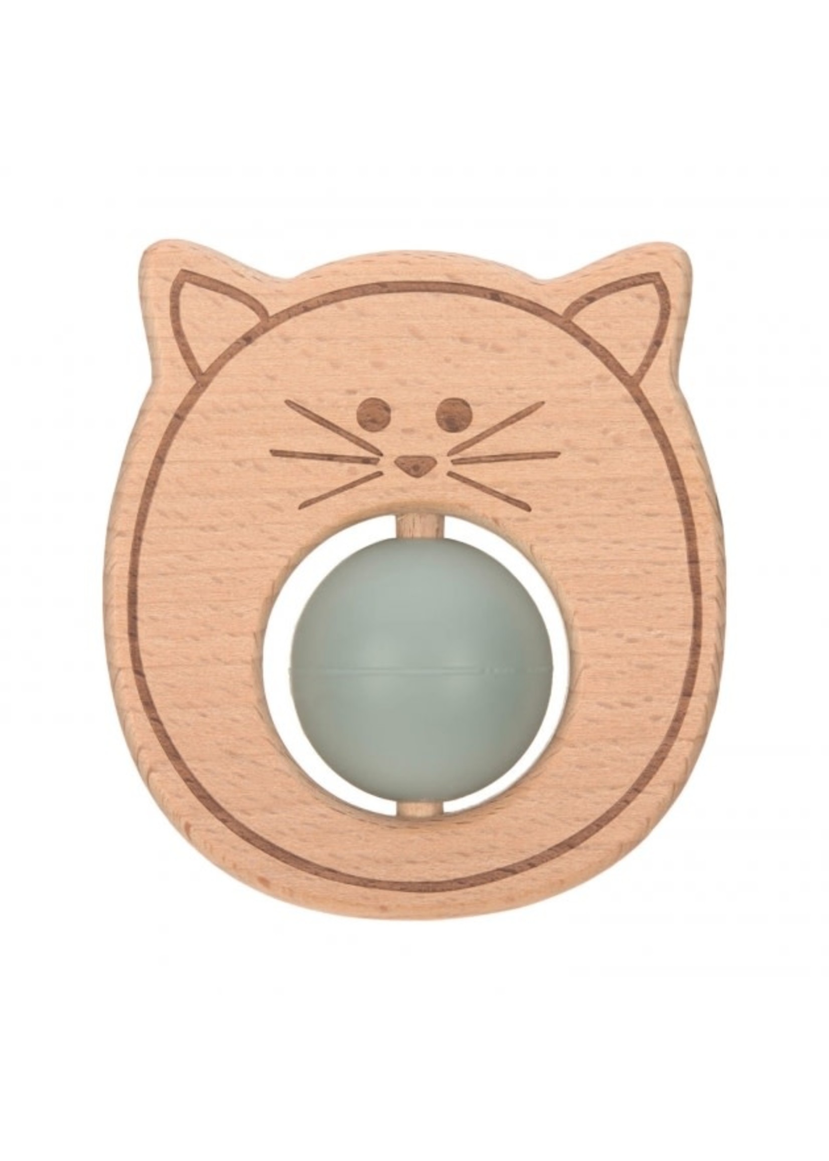 Lässig Lässig Little chums Cat Bijtring/Rammel Bal Wood/Silicone