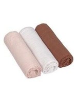 Lässig Lässig Powder Pink/Milky/rust  Swaddle & Burb Blankets (3pcs)