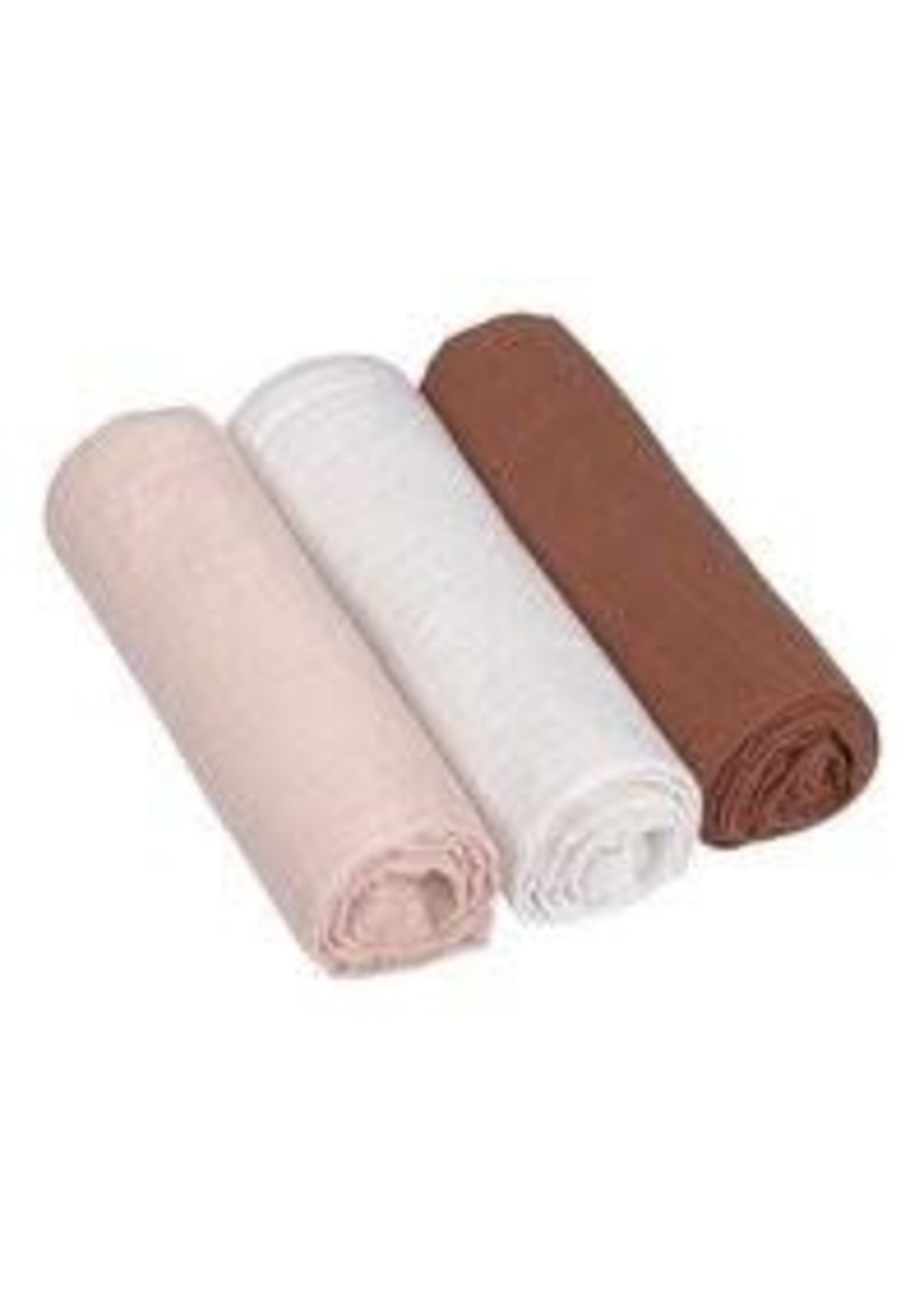 Lässig Lässig Powder Pink/Milky/rust  Swaddle & Burb Blankets (3pcs)