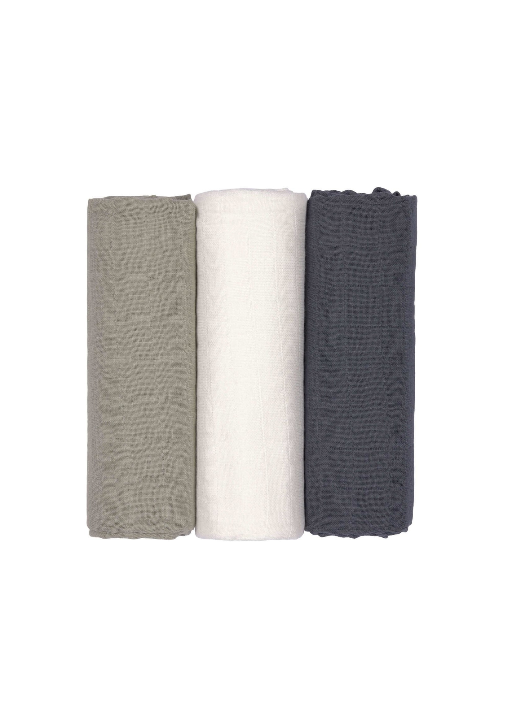 Lässig Lässig Olive/Milky Navy Swaddle & Burb Blankets (3pcs)