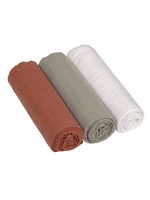 Lässig Lässig Rust/Olive/Milky Swaddle & Burb Blankets (3pcs)