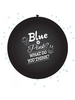 Genderreveal zwart met blauwe confetti