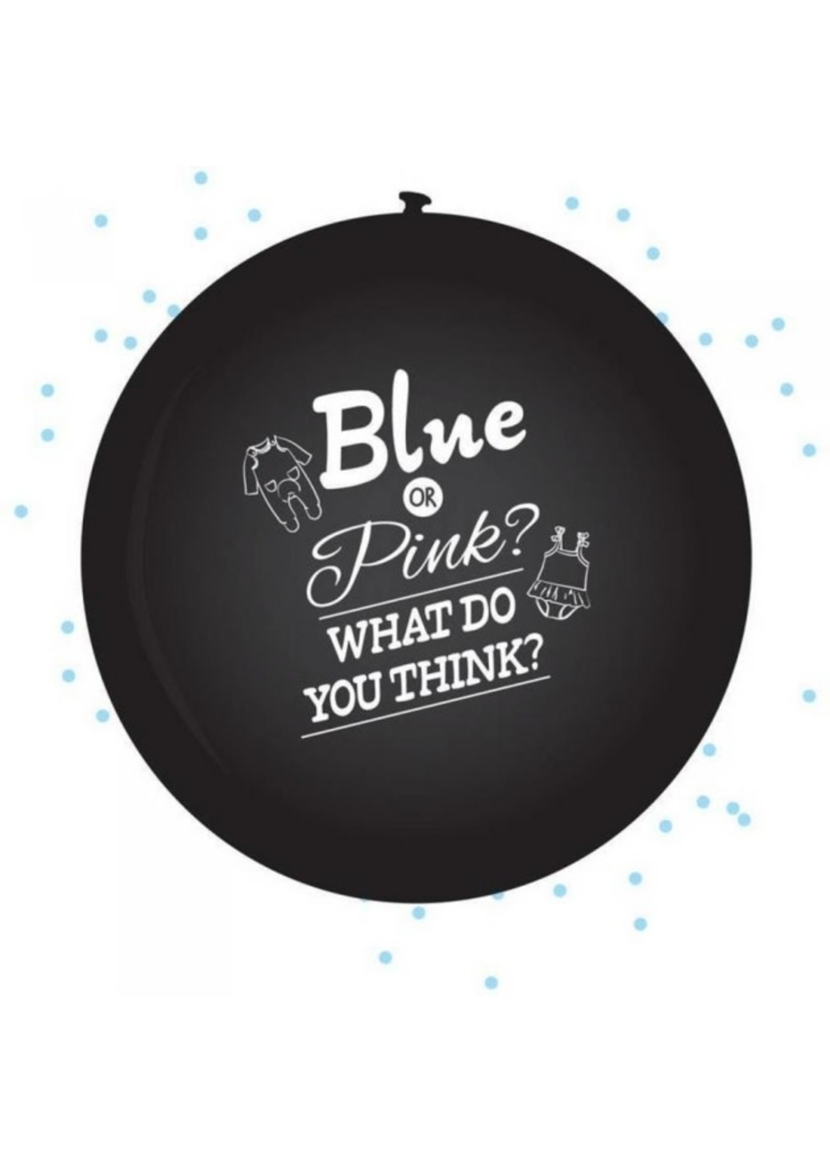 Genderreveal zwart met blauwe confetti