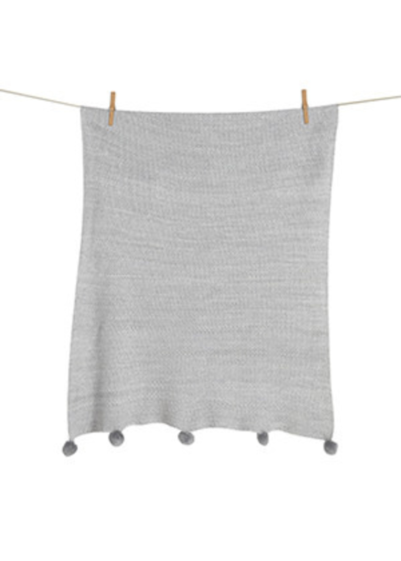 Quax Quax Knitted Blanket Pom on the go Soft grey