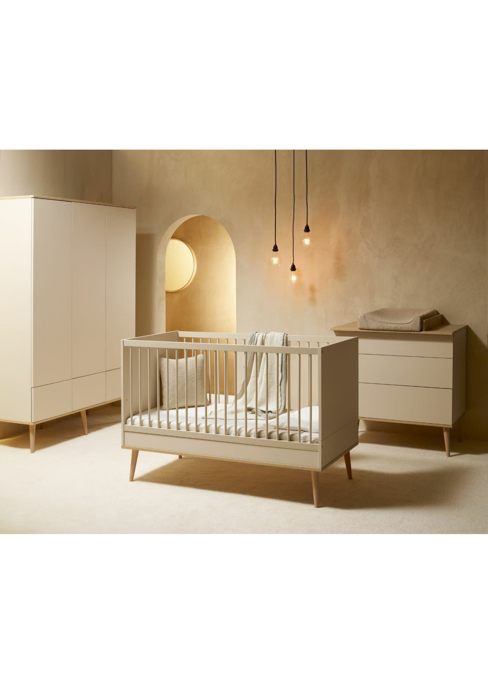 Quax Quax Flow Clay & Oak kamer 3-deurskast / babybed 70x140