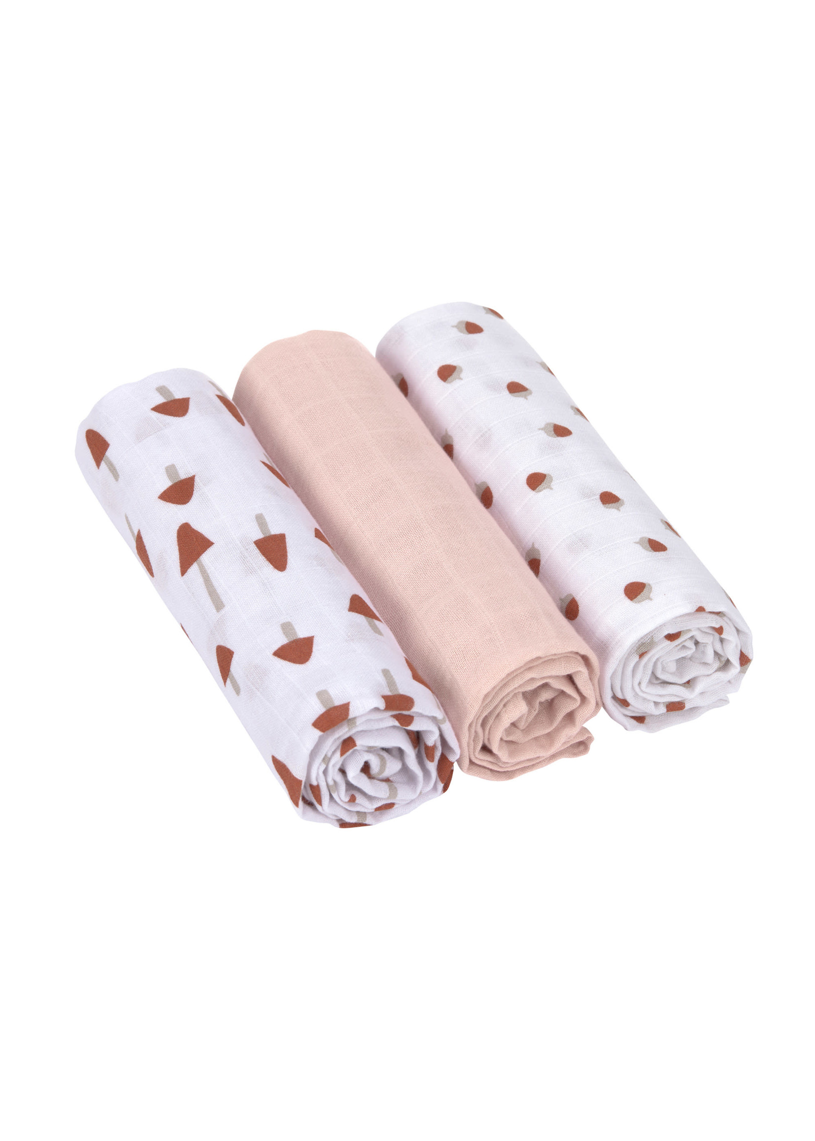 Lässig Lässig Swaddle & Burb Blanket (3pcs) Little Forest Powder Pink